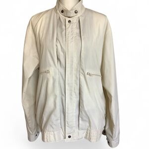 Vintage London Fog Windbreaker Jacket Cream Tan Men Size 42R Minimalist Academia